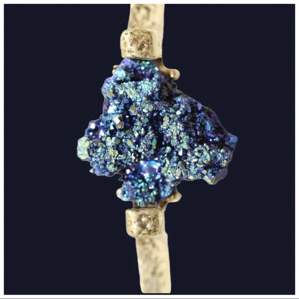 Handmade Druzy Metallic Textured Gold Bracelet - Picture 3 of 5